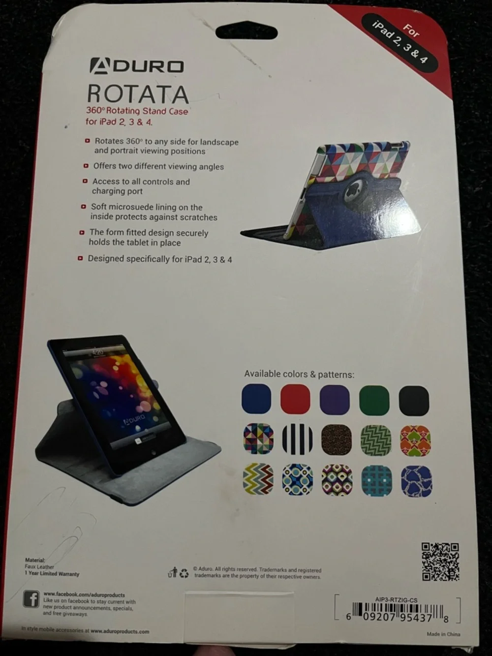 Rotata 360° Rotating iPad 2, 3, 4 Case in Mint Green Chevron